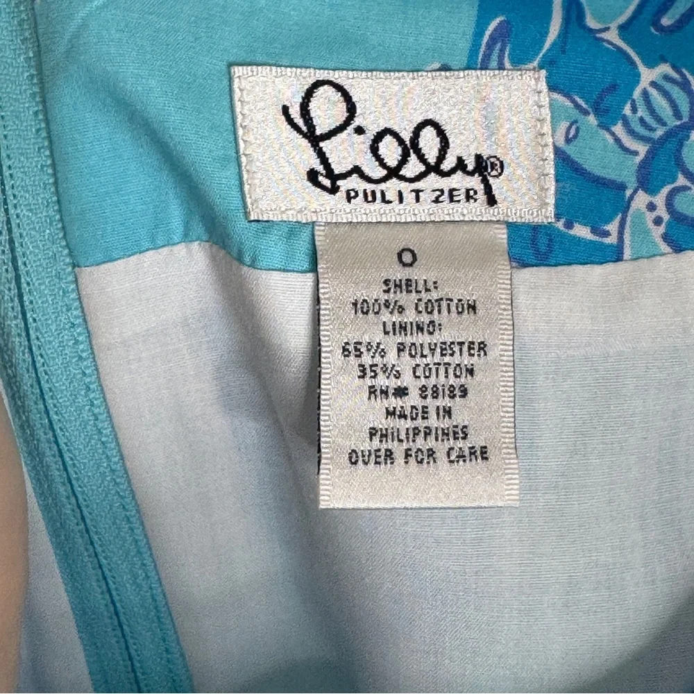 Lilly Pulitzer Skirt Vintage Seahorse White Label Promenade Aqua Blue SZ 0 - Picture 9 of 16